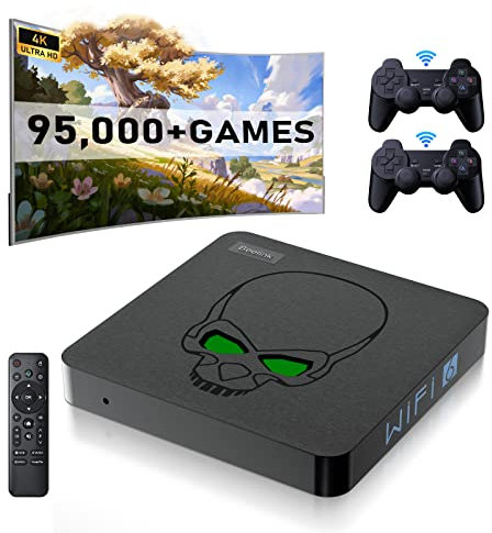 Super Console x King Consola de juegos retro integrada más de 95,000 juegos, consola de videojuegos Plug-Play para TV, chip S922X, compatible con salida 4K HD, 2 controladores inalámbricos, regalo par