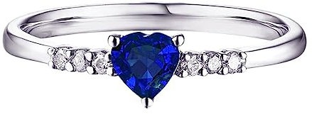 Homxi Ringe 925 Silber Damen,Eheringe 3 Zinken mit Herz Blau Zirkonia Silber Damenring Verlobungsring Gr 65 (20.7)