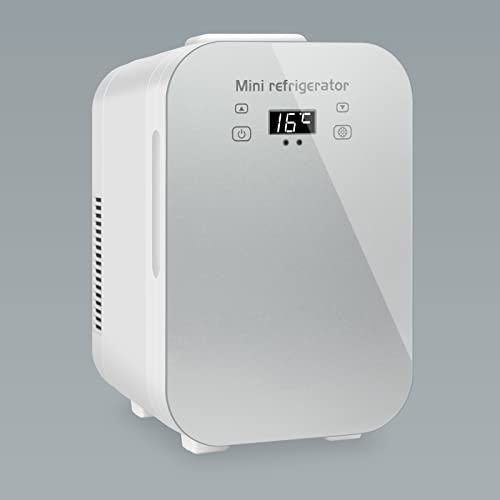 GZOKMOG mini nevera puerta,Nevera Pequeña Portátil 9L, cosmética nevera,Nevera Pequeña electrica,Nevera cosmetica,Skincare,220V/12V,Nevera playa,Nevera coche,Blanco