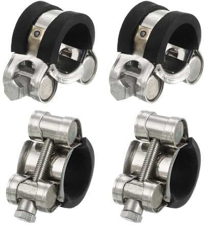 sourcing map 4Pcs T-Bolt Hose Clamp Working Range 17-19mm Rubber Cushioned Intake Intercooler Clamps Adjustable Tube Clamps for Tubes Pipes