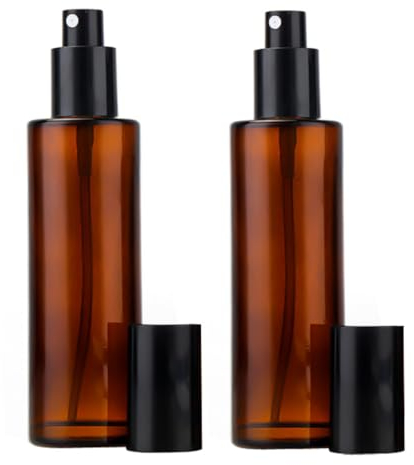TUPSYBL 2 Pcs 100ml 3.4oz Upscale Amber Glass Spray Bottles Refillable Fine Mist Spray Bottles Cosmetic Bottles Containers for Essential Oil Aromatherapy Makeup Travel