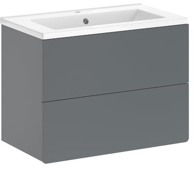 Vicco Waschbeckenunterschrank Grau Izan, bestehend aus Waschbeckenunterschrank, Waschbecken - Mehr Stauraum ohne Bodenfläche zu nutzen