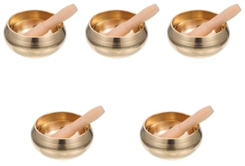 5 ensembles de bols de méditation de yoga, bol sonore de yoga avec maillet, bol de méditation vintage, tenue de yoga, bol chantant avec maillet, bol de gong, bol zen, laiton tibétain, bois