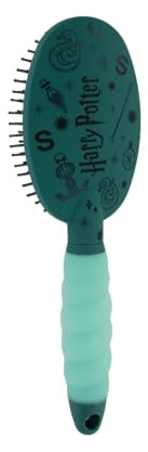 Harry Potter - Brosse à Cheveux Démêlante - Brosse Ergonomique - Manche Gel en Silicone - Tous Types de Cheveux - Accessoire Officiel de l'École de Poudlard - Serpentard