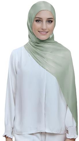 Lina & Lily Damen Hijab Kopftuch Schal mit Glanz-Schimmer Für Muslimische Frauen (Dusty Mint)