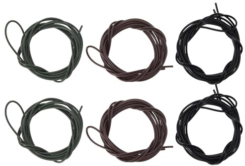 EMSea 6 Stück 2 Meter Lange Schrumpfschläuche aus Silikonkautschuk zum Karpfenangeln Anti-Tangle-Rig Köder Angelzubehör In 3 Farben für Haar-Rigs zum Karpfenangeln