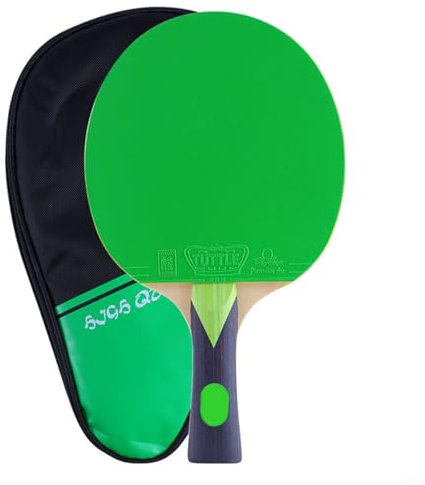 Tischtennisschläger, Tischtennisschläger aus Holz, langer Griff, FL-Modell, Allround-Typ, professioneller Paddel-Trainingsschläger mit Tasche (grün)