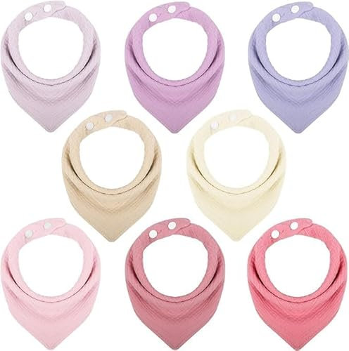 FSSPLJHYJ Dreieckstuch Baby, 8 Stück Musselin Halstuch Baby, Sabberlätzchen Baby, Weiche Absorbierende Halstücher Baby, Baumwolle Halstuch Baby für Zahnen und Sabbern Babys