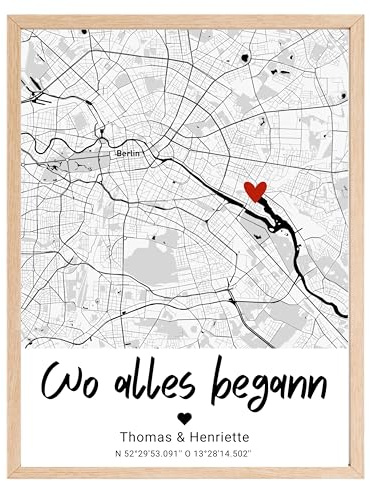 Wo alles begann Geschenk personalisiertes Poster Koordinaten Geschenk zum Einzug Wohnung Papierhochzeit Bild Zuhause Stadt Wohnzimmerposter Geschenk für Paare
