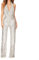 URPIZY Damen Pailletten Jumpsuit Ärmellos V-Ausschnitt Weites Bein Party Clubwear (M Silber)