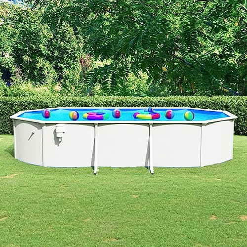 Pool & Spa, Piscinas con pared de acero ovalada, 610 x 360 x 120 cm, color blanco