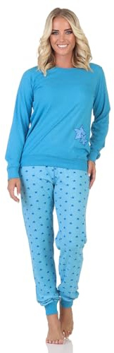Normann Damen Schlafanzug Pyjama Langarm in Sterne Optik