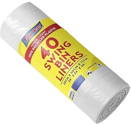 STL Swing Bin Liners, 1 Roll [ 40 Bags ] Heavy-Duty 50L Unscented Bags, Durable, Lightweight and Leak-Proof Polythene Garbage Bags for Kitchen, Office, & Large Indoor Bins