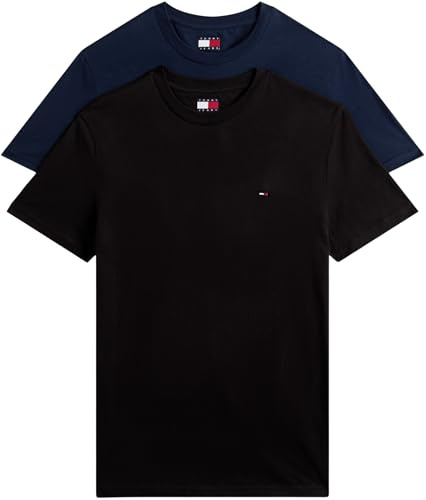 Tommy Jeans Mens TJM Xslim 2pack Jersey Tee Ext Dm0dm15381 S/S T-Shirt, Multi (Black/Dark Night Navy), 3XL Plus UK