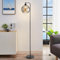 ZMH Stehlampe Wohnzimmer Stehleuchte Vintage - Schwarz E27 Standleuchte Standlampe mit Fußschalter Design Rauchgrau Glas Kristall industrial Standleuchte für Schlafzimmer Büro Sofa (Ohne Leuchtmittel)