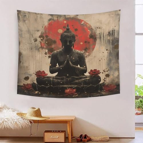 HLXZMCVBT 3D Druck Buddha-Statue Wandteppiche Poster Ornament Wandbehang Wandteppich Raumteiler Vorhang Für Wohnzimmer Schlafzimmer Tapisseries 180cmx230cm