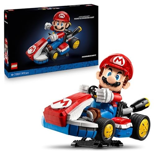 LEGO Mario Kart: Mario y Kart Estándar - Maqueta de Coche para Adultos con Figura Articulada - Set Nintendo para Aficionados al Videojuego - Regalo Gamer 72037