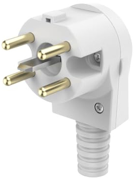 Xavax Schutzkontaktstecker 5-polig, Herdanschluss mit gewinkeltem Stecker | Stecker Herdanschlussdose für Backofen, weiß, Elektroherd, Küche und Gastro, 400V/16A, für Innenbereich