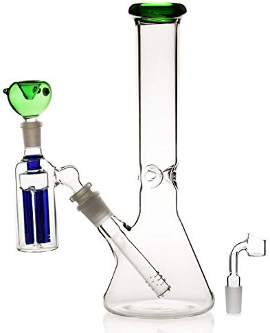 Water Bongs for Smoking Bong Pipe Glass Bong Bowl 14.5mm with Smoking Pipe, Accessories Glass Bongs 14.5mm Hookah Pipe Bowls with Bongs Accessory Bowl for Smoking (Greenbong+Ash Catcher)