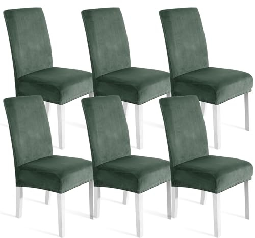 Ystyle Weich Stuhlhussen Samt Stretch 6er Set, Hell Grün | Universale Stuhlüberzug, Waschbar Dekoration Stuhlüberzieher, Stuhlhussen Kratzfest Hochlehner für Haus Hotel Bankett