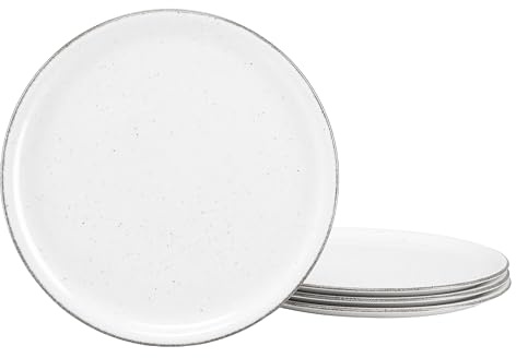 Creatable, 24847, Serie Vintage Nature, 4-teiliges Geschirrset für 4 Personen, Pizzateller aus Porzellan, spülmaschinen- und mikrowellengeeignet, Made in Europe