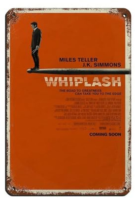 Whiplash Klassisches Filmposter, Blechschild, Vintage, Metall, Pub, Club, Café, Bar, Zuhause, Wandkunst, Dekoration, Poster, Retro, 20 x 30 cm