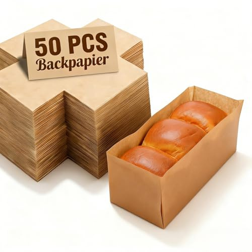 Nolitoy 50 StüCk Backpapier FüR Kastenform Einweg 31.00X24.00X0.10 Cm | Papier, Hellbraun, Nonstick -OberfläChe, Oven Und Gefrierschrank Sicher, Antihaft-OberfläChe, Einweg-Design