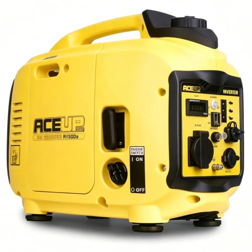 Aceup Energy Kleiner Inverter Stromerzeuger 1300 Watt Notstromaggregat Leise Benzin Stromgenerator Leicht mit USB 230V 12V Steckdosen für Camping