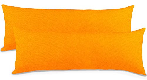 aqua-textil Classic Line Kissenbezug 2er-Set 40 x 145 cm orange Baumwolle Seitenschläferkissen Bezug Kissenhülle, Kopfkissenüberzug, Pillowcase, Bettkissen, Kopfkissenbezug, Reißverschluss