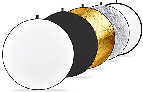 NEEWER 22 Inch/60 Centimeter Light Reflector Light Diffuser 5 in 1 Collapsible Multi Disc with Bag - Translucent, Silver, Gold, White, and Black for Studio Photography Lighting and Outdoor Lighting