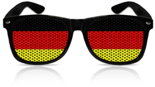 Partybrillen beklebte Sonnenbrille WM Fanartikel bedruckte Pilotenbrille Promotionbrillen - Deutschland Flagge (Schwarz)