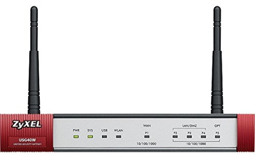 ZyXel USG40W USG40W USG40W Next-Generation USG 11n Firewall, mit 1 Jahr UTM Services, mit 10 VPN-Tunneln, SSL VPN, 1 GbE WAN, 1 Opt GbE, 3 GbE LAN/DMZ, Wireless LAN 802.11n