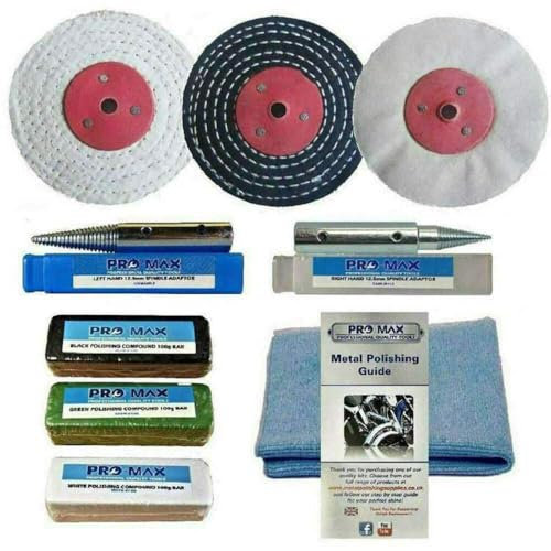 Bench Grinder Metal Polishing Kit Steel & Stainless Steel 9pc 4 x 1/2 Pro-Max