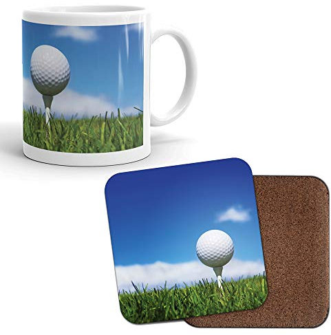 DV Mugs Ltd Mug & Coaster Set - Golfing Golf Golfer Ball Tee Grass Dad Brother #8243 (Mug & Coaster)