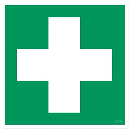 Erste Hilfe Aufkleber Sticker Zeichen Grünes Kreuz Hinweisschild, 10 St. 10x10 cm