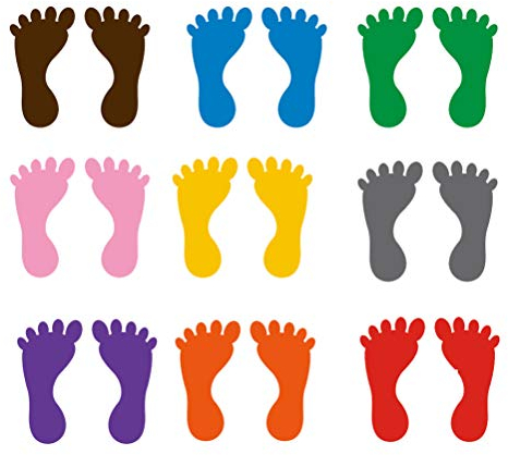 27 Paar Fußabdruck Aufkleber Selbstklebende Boden Aufkleber Aufkleber für Kinderzimmer Boden Treppe Kindergarten (Zufällige Farbe)