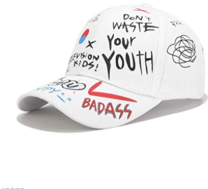 XibeiTrade Baseballkappe Fashion Graffiti Hiphop Skateboard Street Hat Gr. M, Schwarz