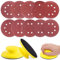 Glarks 62Pcs 5 Inch Hook and Loop Hand Sanding Block Round Sanding Pad Backing Plate with 60Pcs 8 Hole Hook and Loop Sanding Disc Set for Craft, Woodworking, Furniture Repairing