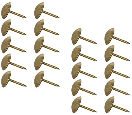 MroMax Polsternägel, 11 mm Kopfdurchmesser, 17 mm Länge, antik, rund, für Möbel, Sofa, Kopfteile, Bronzefarben, 20 Stück