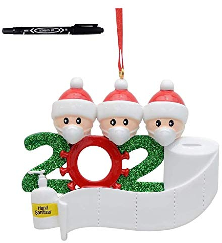 Lazzboy Store Survived Family Ornament 2020 Christbaumschmuck Weihnachten Anhänger Baumschmuck Weihnachtsanhänger DIY Mitbringsel Weihnachtsferien Dekorationen Anhänger(3 Menschen + Stift)