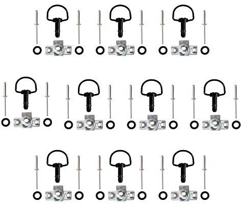 Oldbones - Elementi di fissaggio per moto da corsa a sgancio rapido, anello a D, 1/4 di giro, rivetti di fissaggio per carenatura, tipo B, 19 mm, colore Nero scuro (confezione da 10)