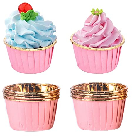 Pirottini da Forno Alluminio,50 Pezzi Pirottini da Forno e Getta in Alluminio,Pirottini di Carta per Muffin,Custodie per Cupcake in Alluminio,per Muffin e Cupcake,Stampi per Pastichieria