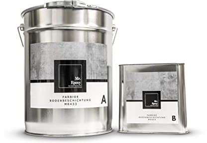 Mr. Epoxy Epoxidharz Bodenbeschichtung (5 kg, RAL 7001 Silbergrau) - 2K Betonfarbe für Garagen, Keller & Werkstatt Boden - Flüssigkunststoff Epoxid Grundierung und Bodenversiegelung