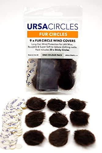 URSA Fur Circles - Mini parabrisas para micrófonos de solapa y lavalier. Reduce el ruido del viento y el ruido de la ropa. Compatible con Sennheiser, RODE, Sanken, Tascam y más (9 círculos + 30