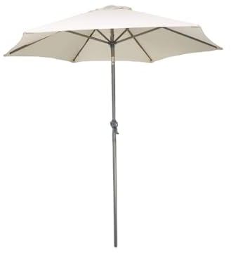 Garden Mile Sombrilla inclinable de color crema de 2 m, fácil manivela, fácil de montar, sombrilla para patio y jardín, perfecta para jardín y terraza, Sombrilla color crema, 2m Cream Tilting Parasol