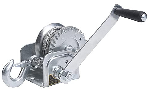 Cygrd Verricello a mano resistente con chiusura automatica da 600 libbre, argano per rimorchio per barca con cavo metallico in acciaio da 60m