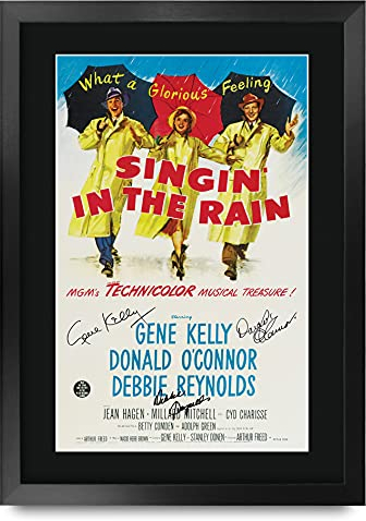 HWC Trading FR A3 Singin in the Rain Gene Kelly Geschenke Geduckter Poster Signiertes Autogramm Foto für Fans von Film Memorabilien - A3 Framed