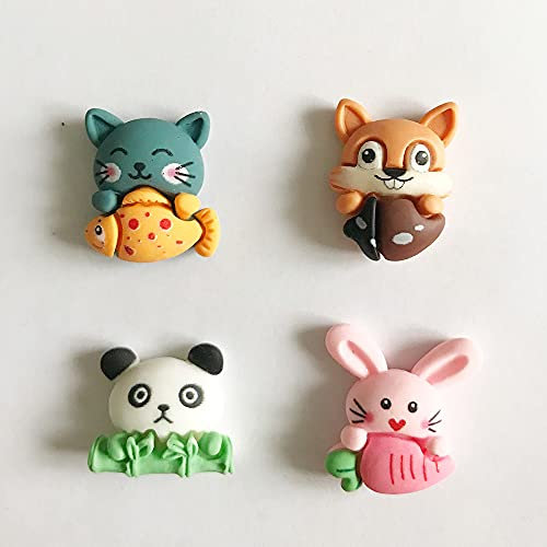 DPXWCCH Diamant Malerei Cover Minder Katze Panda Kaninchen Fuchs 4 Stück Abdeckmagnete, magnetisch Karikatur Tier Abdeckungshalter, 5D Diamantstickerei Kreuzstich Werkzeug Zubehör