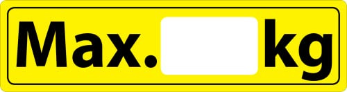 10 x Maximum Weight Load Shelf Stickers 150 x 40 mm Vinyl Film Self-Adhesive Sticker for Shelves/Shelf Checking (Max Weight Load)