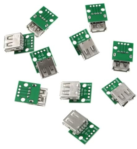 SJZBIN Adaptador de placa de conexión USB 2.0, 10 unidades, USB tipo A, enchufe hembra, adaptador de paso de 2.54 mm para fuente de alimentación USB de bricolaje